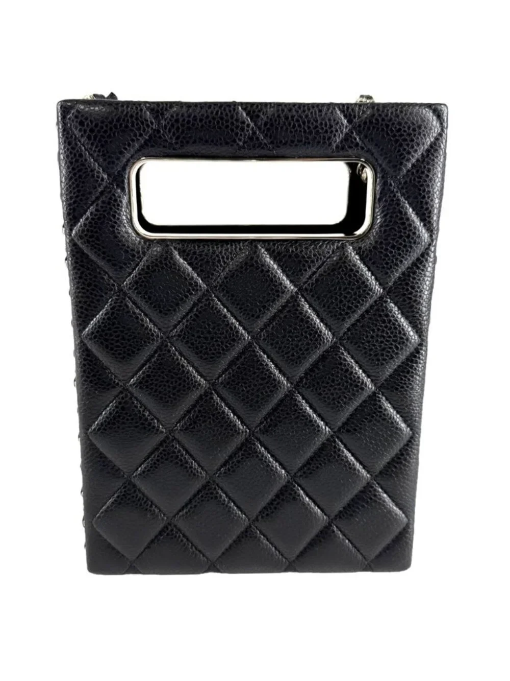 Chanel Shoulder Bag Quilted Evening CC Logo Bag Caviar Leather Black Gold